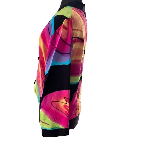 Linda Tilson Multicolored Silk Jacket Oversized Small - Picture 2 of 8